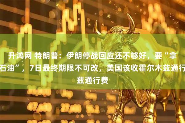 升鸿网 特朗普：伊朗停战回应还不够好，要“拿走石油”，7日最终期限不可改，美国该收霍尔木兹通行费
